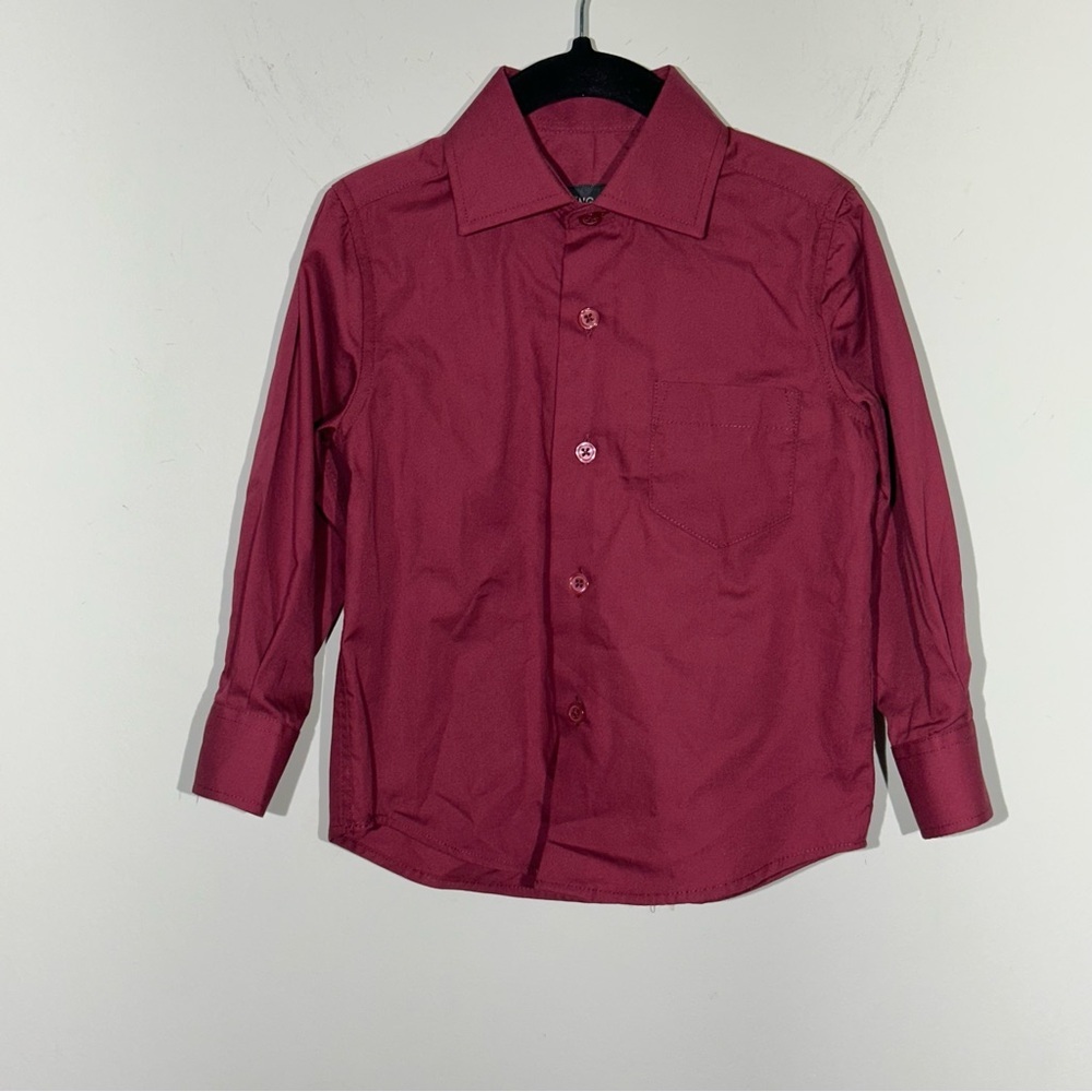Spring Notion Burgundy Long Sleeve Button Up Shirt Toddler Boy Size 3T